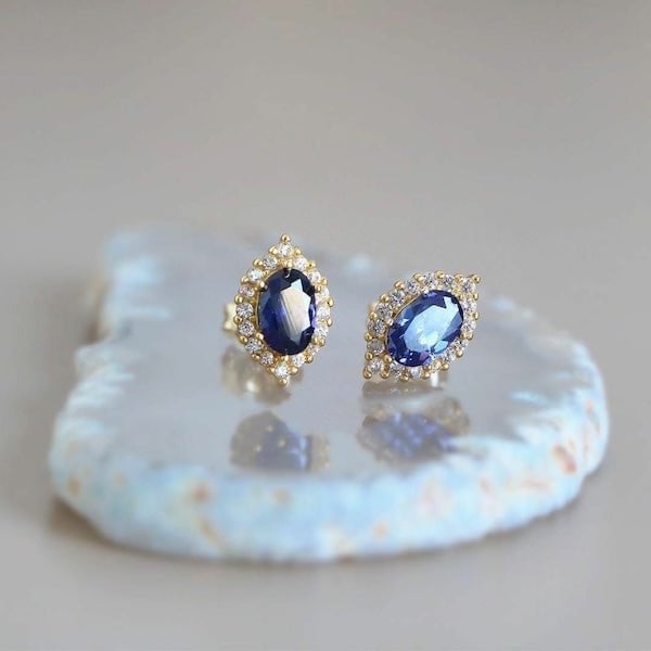 Saffierlook blauwe kristallen oorbellen