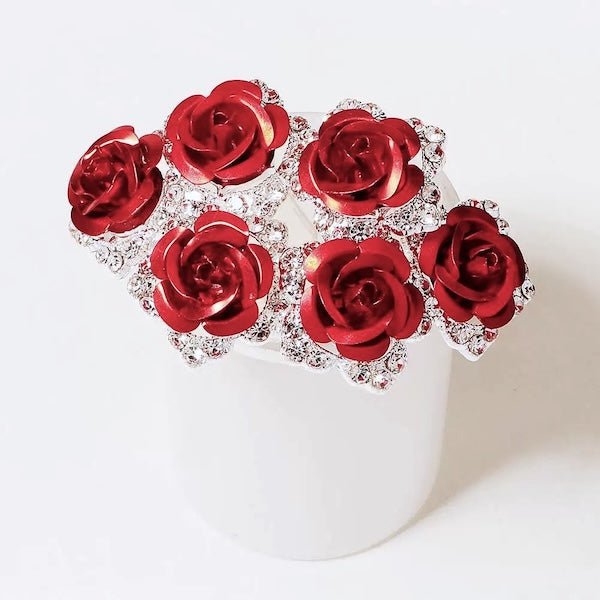 Scarlet Rose bruidshaarspelden-één set van 8