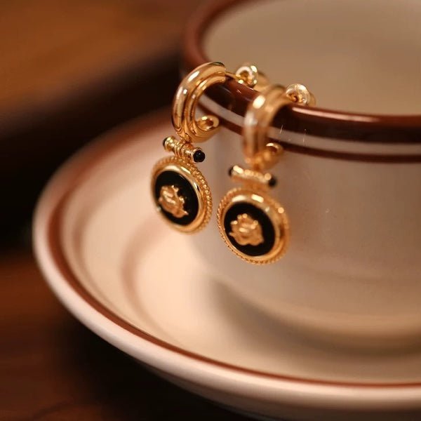 Midnight Rose Emaille Drop Oorbellen