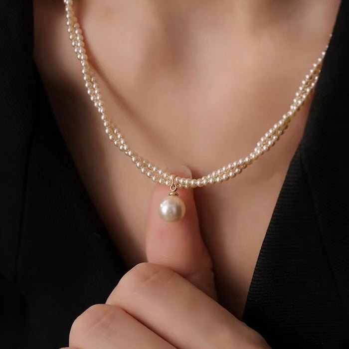 Dubbele streng parel kralen ketting