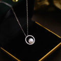 Sprankelende cirkel parel sieraden set-ketting en oorbellen