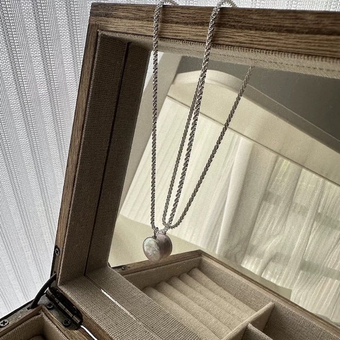 Glitter munt barokke parel hanger ketting