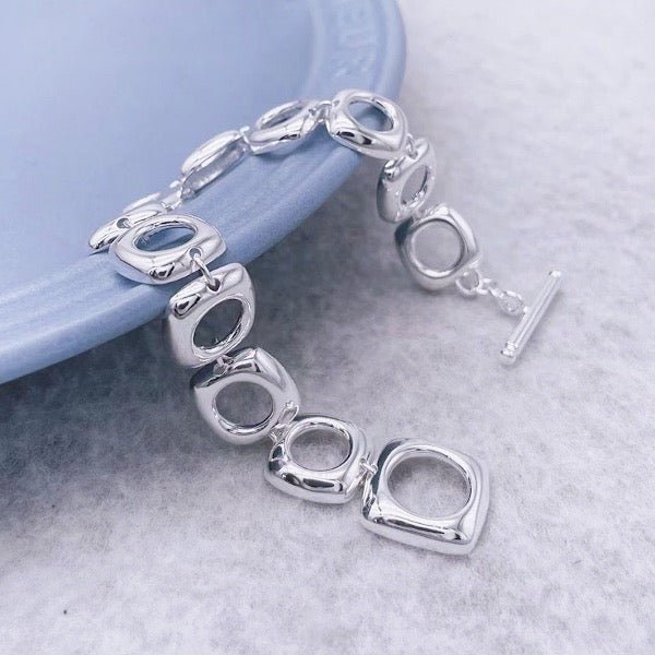 Gedurfde vierkante frame-schakels armband-OT-gesp