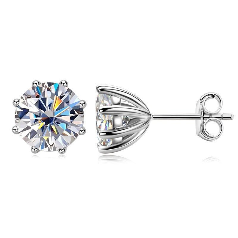 Klassieke Solitaire Moissanite oorbellen-6 klauw & 8 klauw