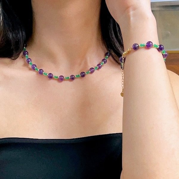 Betoverde Amethist & Groene Onyx Sieradenset