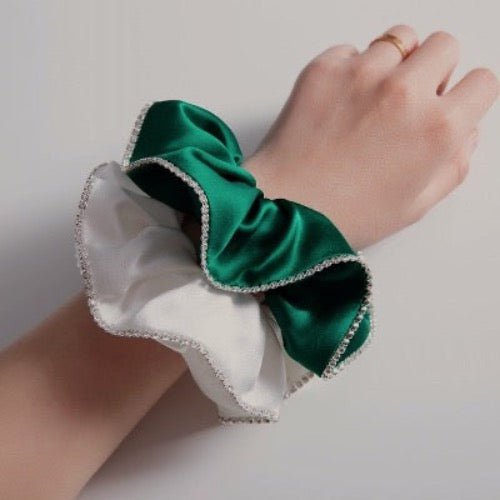 100% zijde oogverblindende haarscrunchie - 19 mm - diamantversiering
