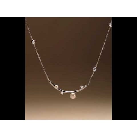 Sterling Silver Starry Pearl en Crystal Necklace