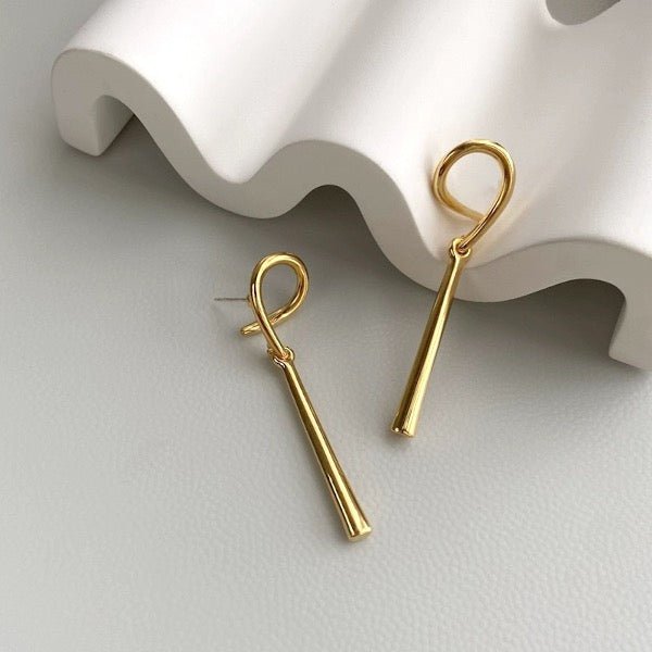 Geometrische Curve Hoop Long Line Bar Oorbellen