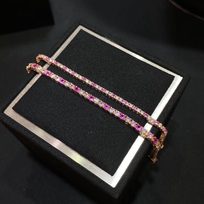 Oogverblindende roze Ombré-tennisarmband