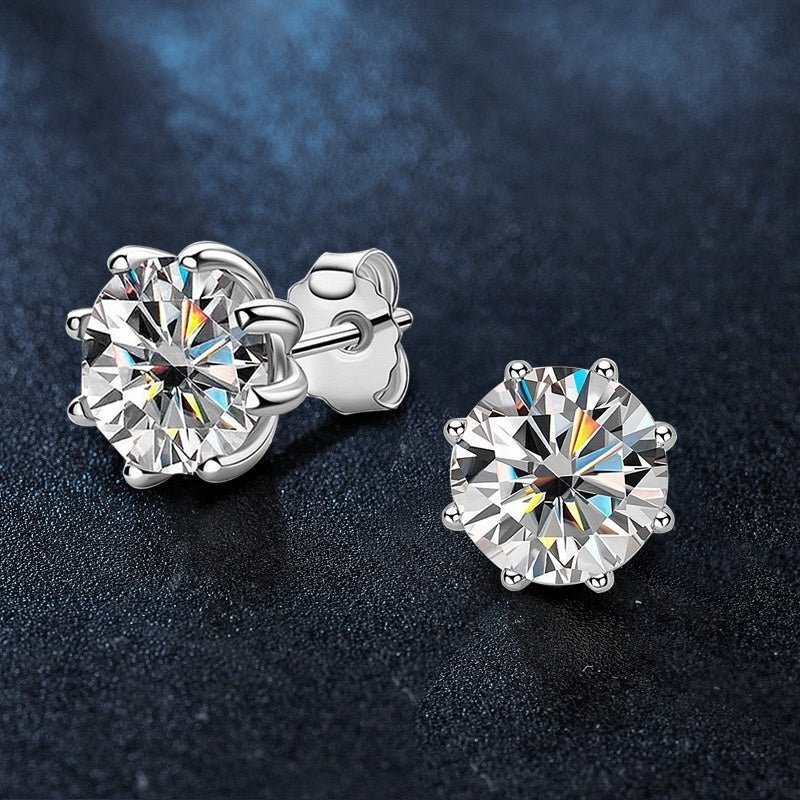 Klassieke Solitaire Moissanite oorbellen-6 klauw & 8 klauw