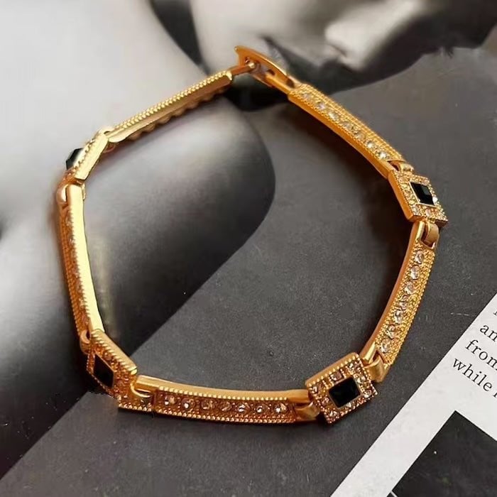 Vintage stijl geometrische zwarte Onyx sieradenset