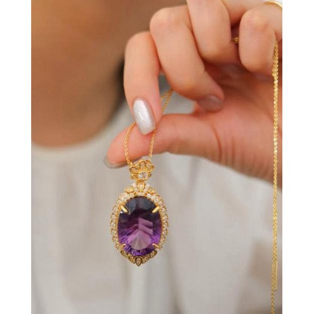 Keizerlijke Amethist Verklaring Hanger Ketting