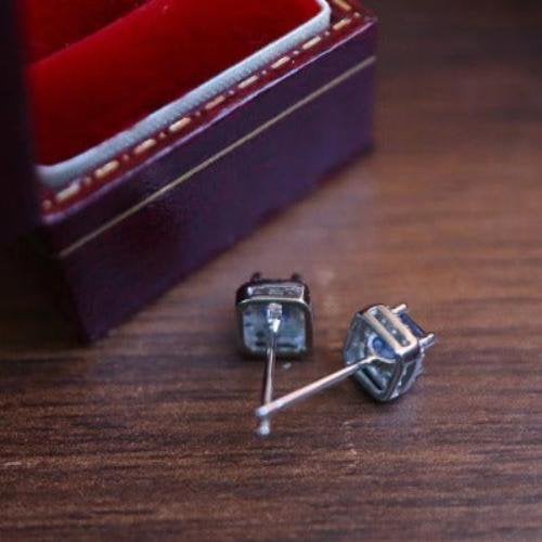 Vintage saffier Halo Stud Oorbellen – echte saffier
