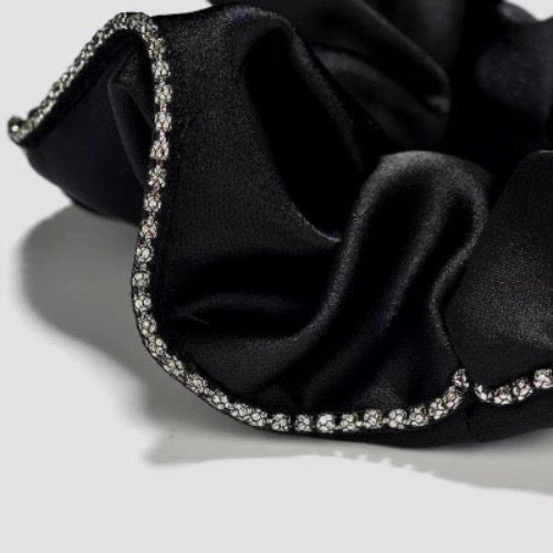 100% zijde oogverblindende haarscrunchie - 19 mm - diamantversiering