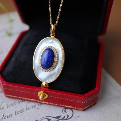 Heirloom Lapis Lazuli & Parelmoer hanger ketting