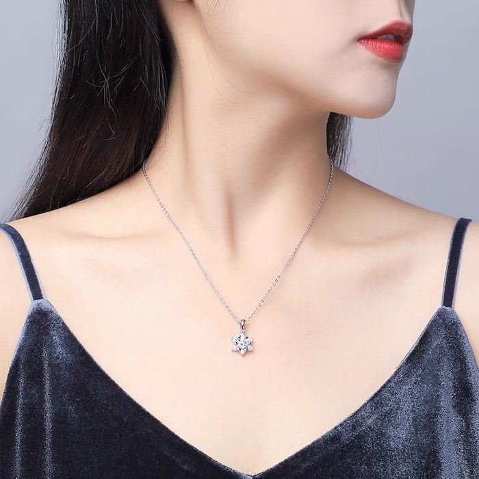 Luxe 1CT Moissanite Sneeuwvlok ketting