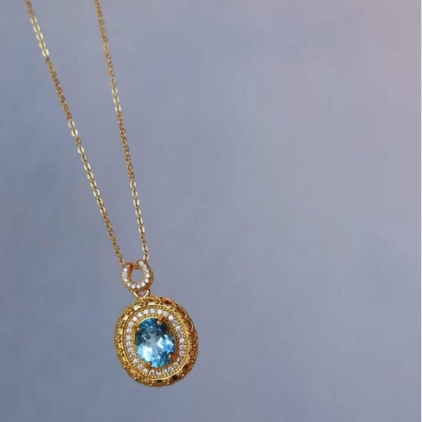Heirloom blauwe topaas hanger ketting
