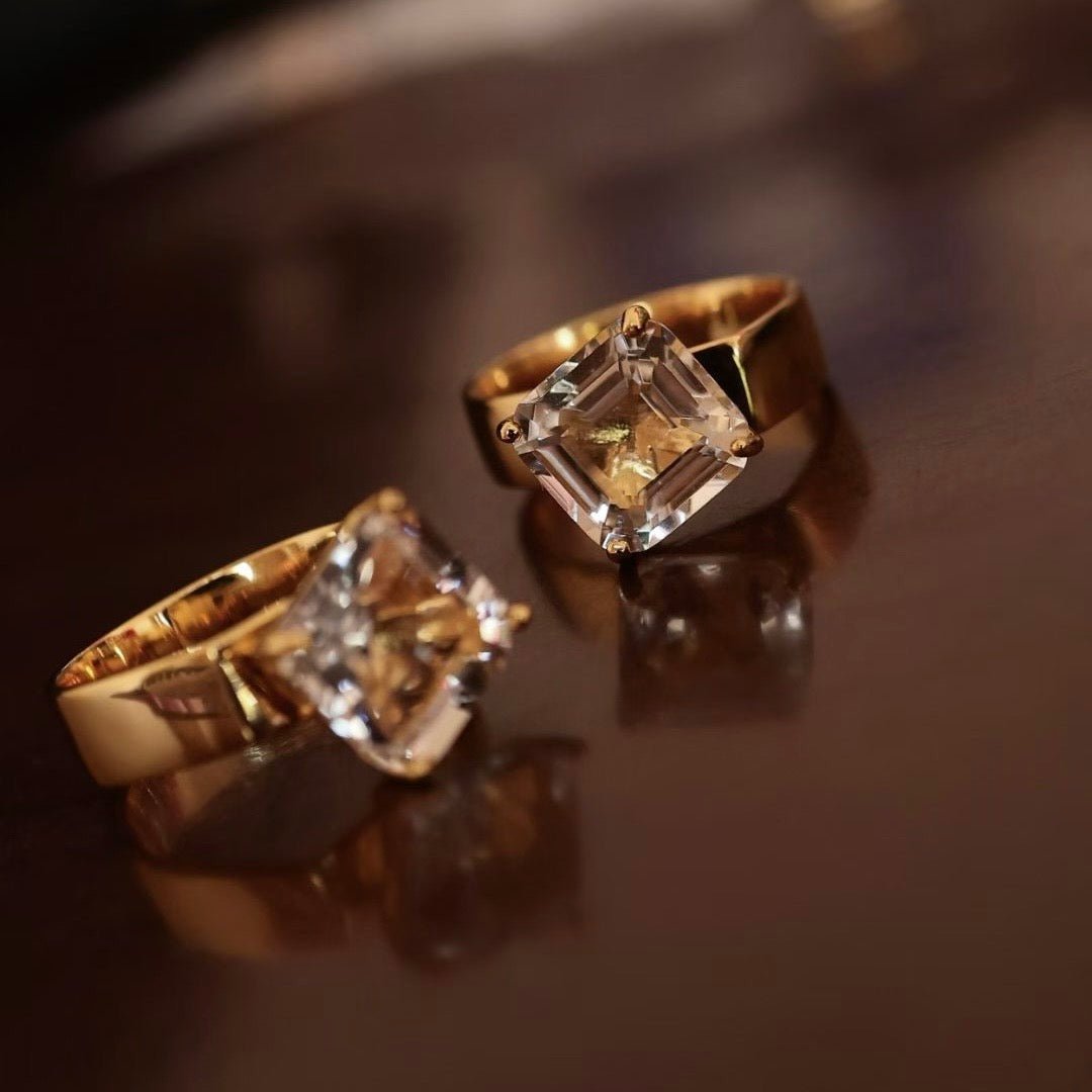 Cocktailring van prinses geslepen kwarts