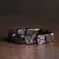 Zwarte sandaal houten vierkante plaat armband