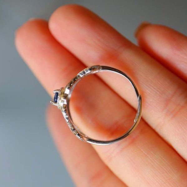 Vintage koninklijke saffierkroonring – echte saffier