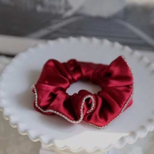 100% zijde oogverblindende haarscrunchie - 19 mm - diamantversiering