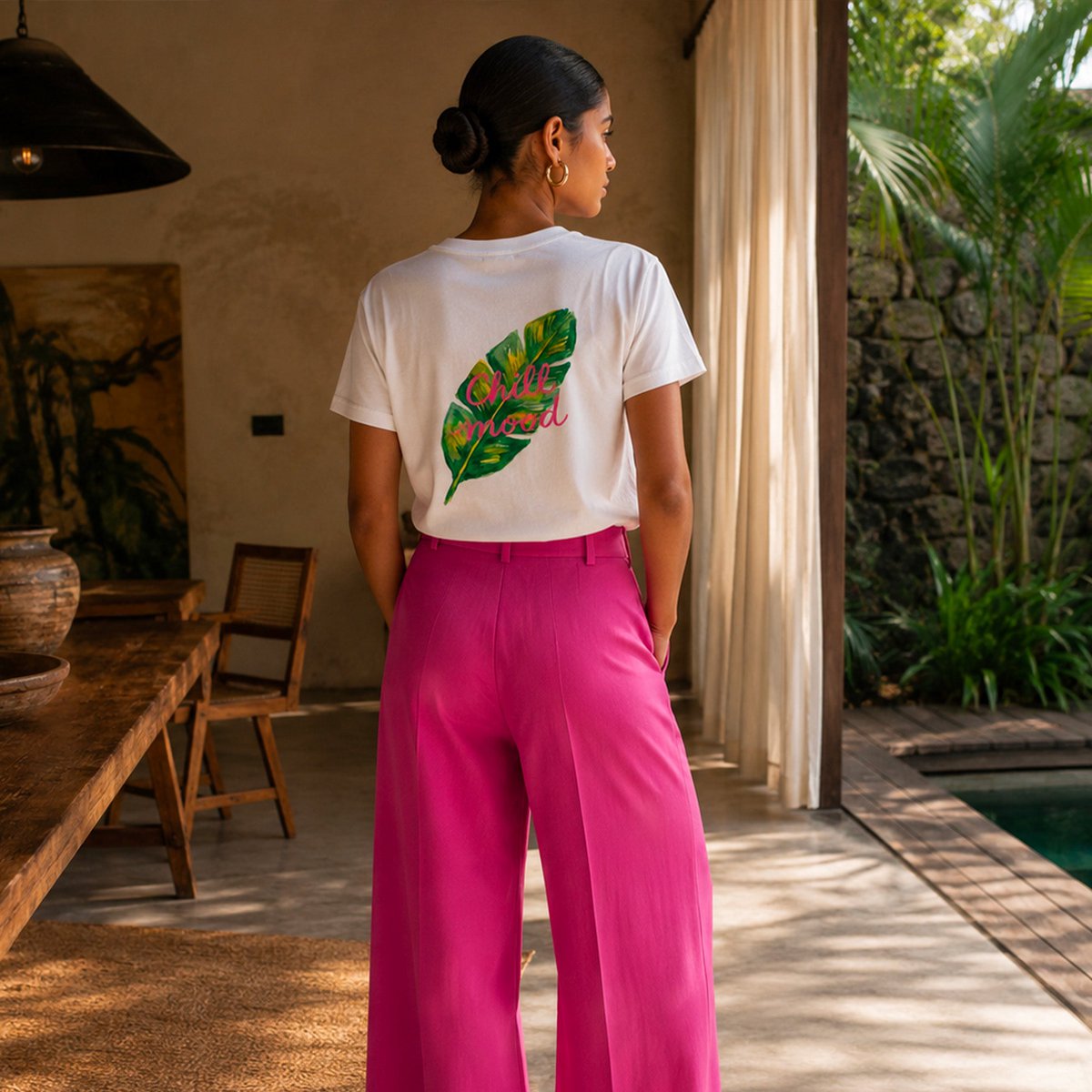 T-shirt met bananenblad
