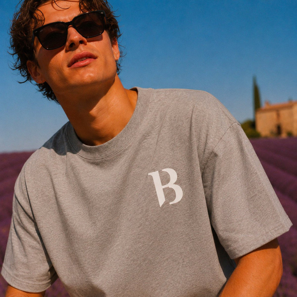 Boxy grijs T-shirt Signature B Beauséjour