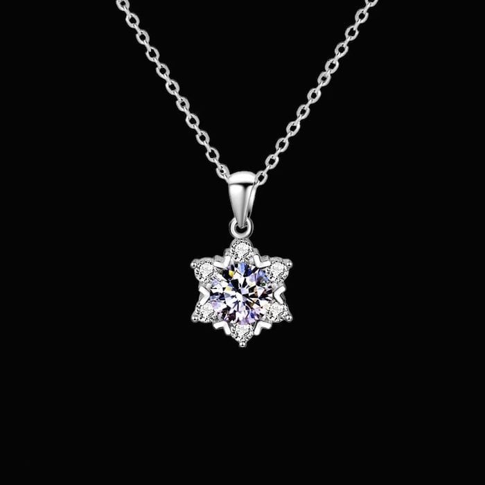 Luxe 1CT Moissanite Sneeuwvlok ketting