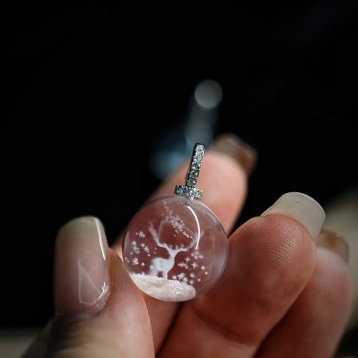 Helder kwarts rendieren ketting
