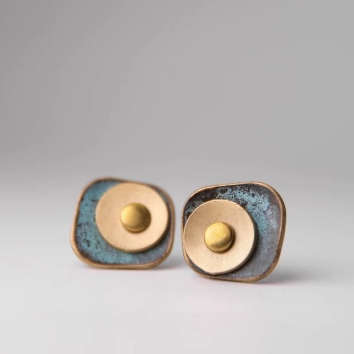 Uniek ontwerp Bronze Patina -oorbellen