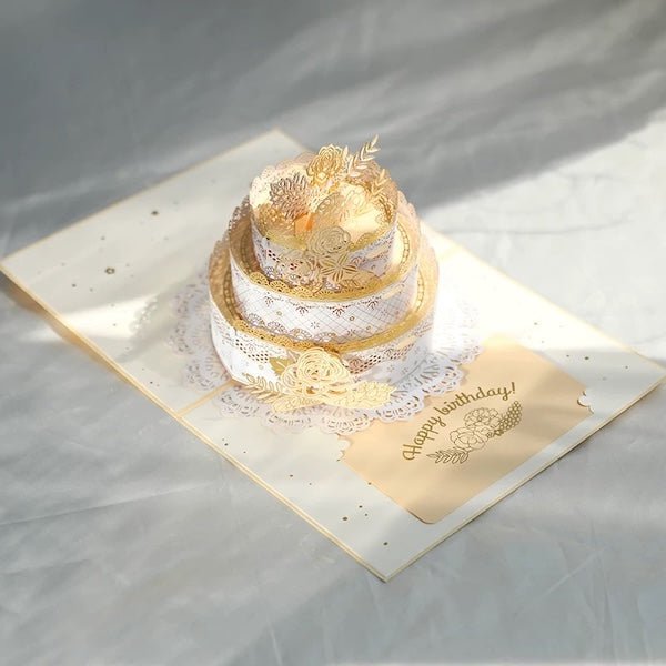 3D-verjaardagskaart - Luxe Lace Cake-ontwerp