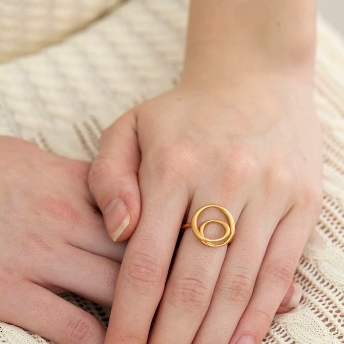 Minimalistische Swirl Line Ring - Goud en zilver