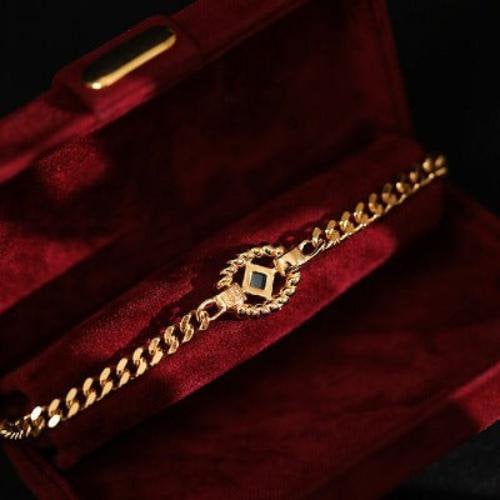 Luxe Schakelarmband met Groene Onyx