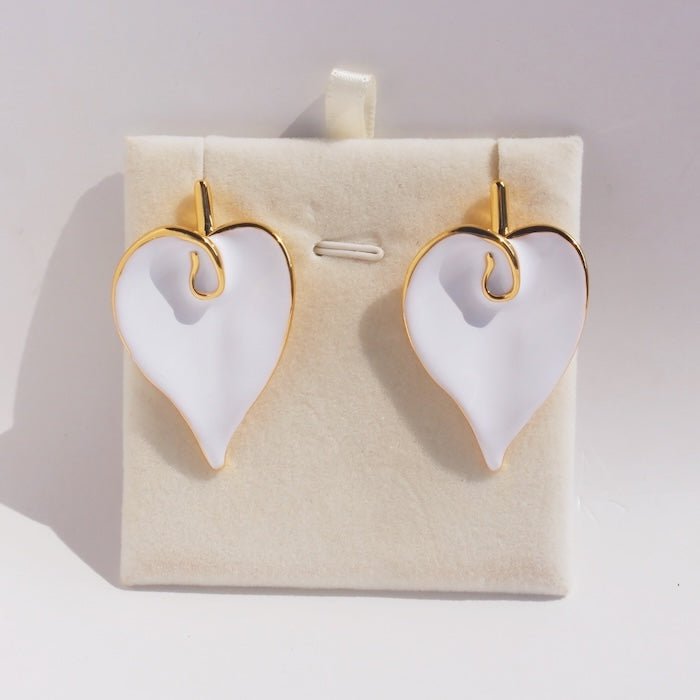 Oversized dikke Calla Lelie bloem oorbellen-wit & goud