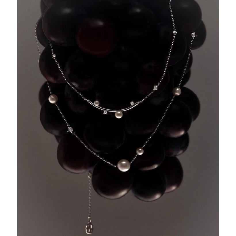 Sterling Silver Starry Pearl en Crystal Necklace