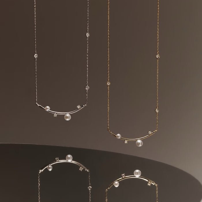 Sterling Silver Starry Pearl en Crystal Necklace