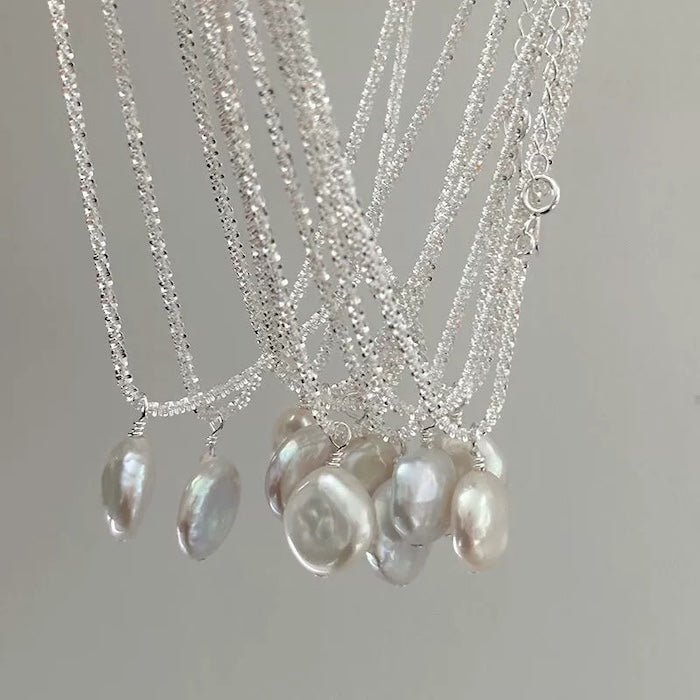 Glitter munt barokke parel hanger ketting