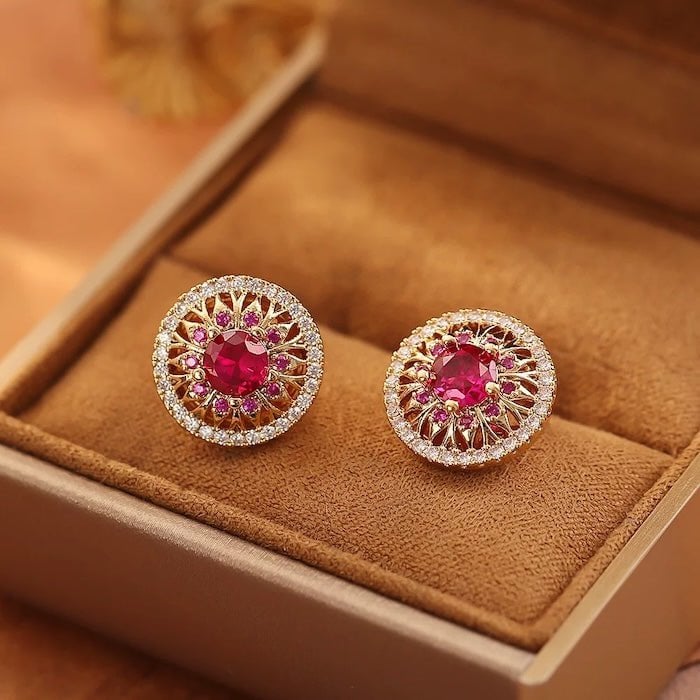 Vintage stijl Halo Crystal Stud Oorbellen