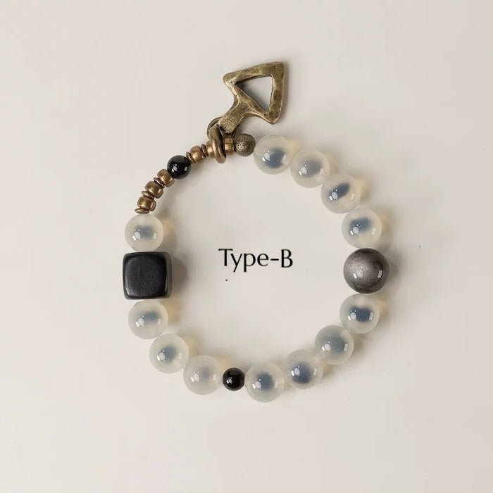 Snoep Agaat kralenarmband met bronzen bedel