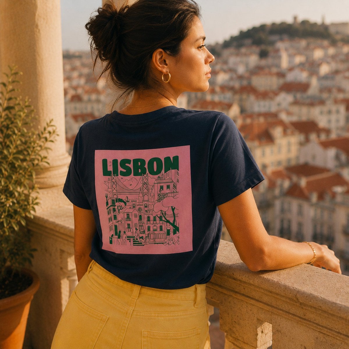 Lissabon marineblauw T-shirt