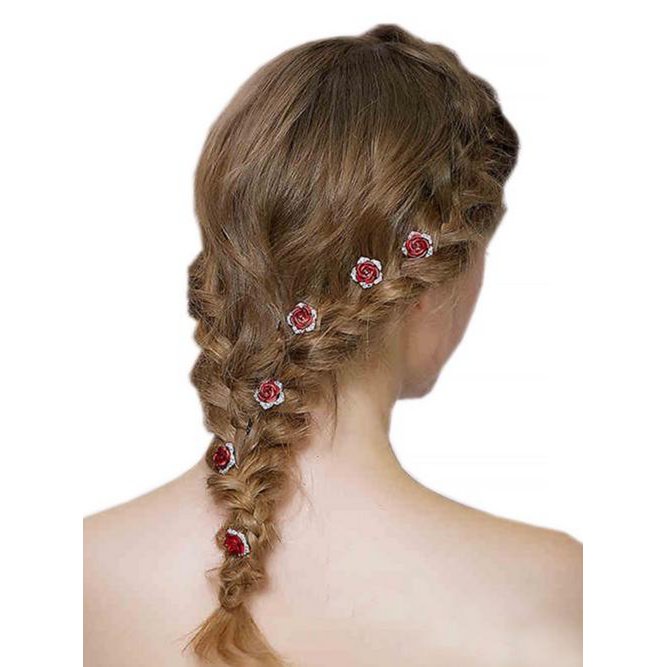 Scarlet Rose bruidshaarspelden-één set van 8