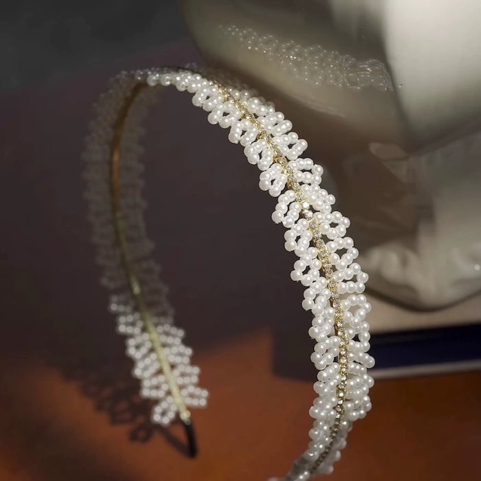 Handgemaakte delicate parels hoofdband