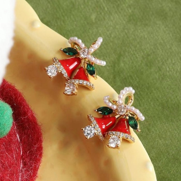 Kerst rode bel vergulde oorbellen