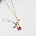 Romantische rode roos ketting en oorbellen