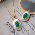 Heirloom groene onyx en parelmoer hanger ketting