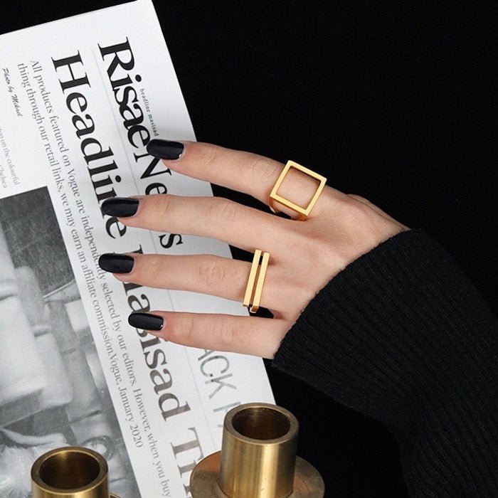 Minimalistische stoere look vierkante ring