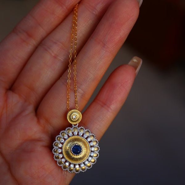 Saffier Soleil hanger ketting