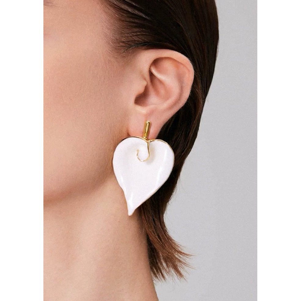 Oversized dikke Calla Lelie bloem oorbellen-wit & goud