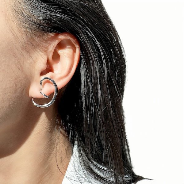 Geometrische werveldijn Silver oorbellen-één paar