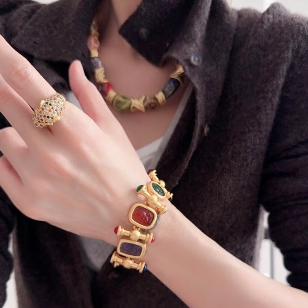 Imperial Cameo Charm Statement Armband